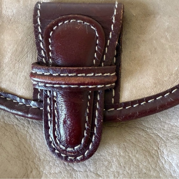 Tignanello Mini Crossbody Leather Purse Bag Handbag Classic Beige Brown - Picture 5 of 11